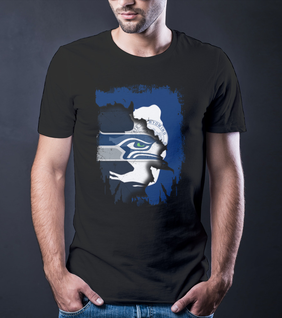 Wyoming Pride Meets Seahawks Spirit T-Shirt