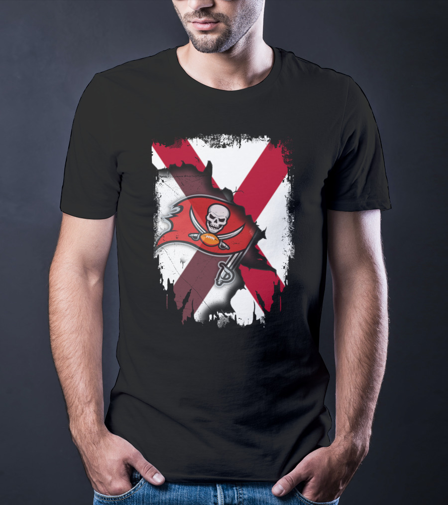 Alabama State Flag With Buccaneers Logo Together T-Shirt
