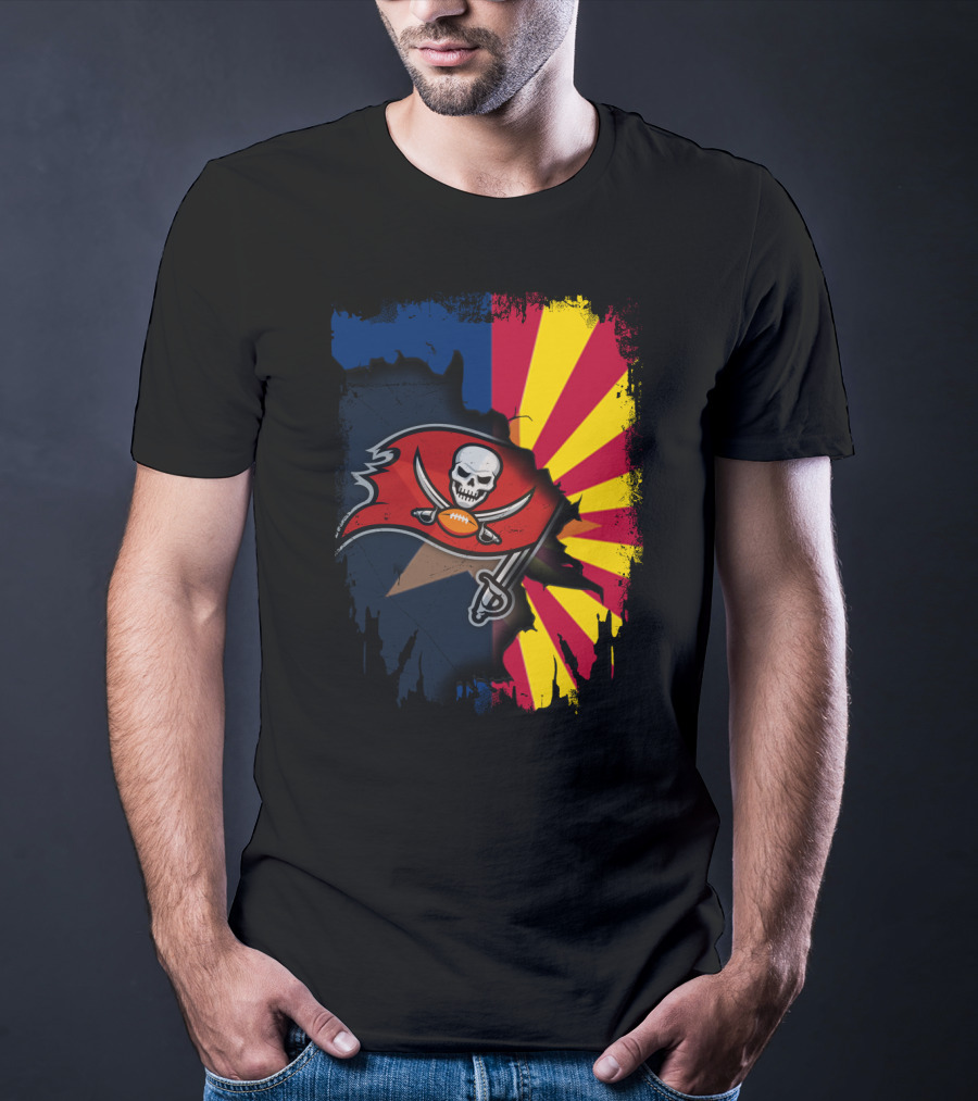 Arizona State Flag And Buccaneers Logo Together T-Shirt