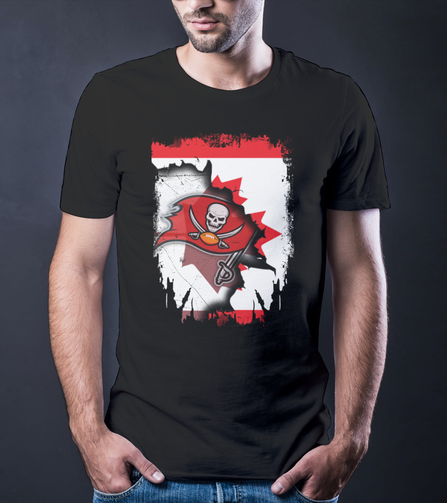 Canada Flag Buccaneers Football Fusion T-Shirt