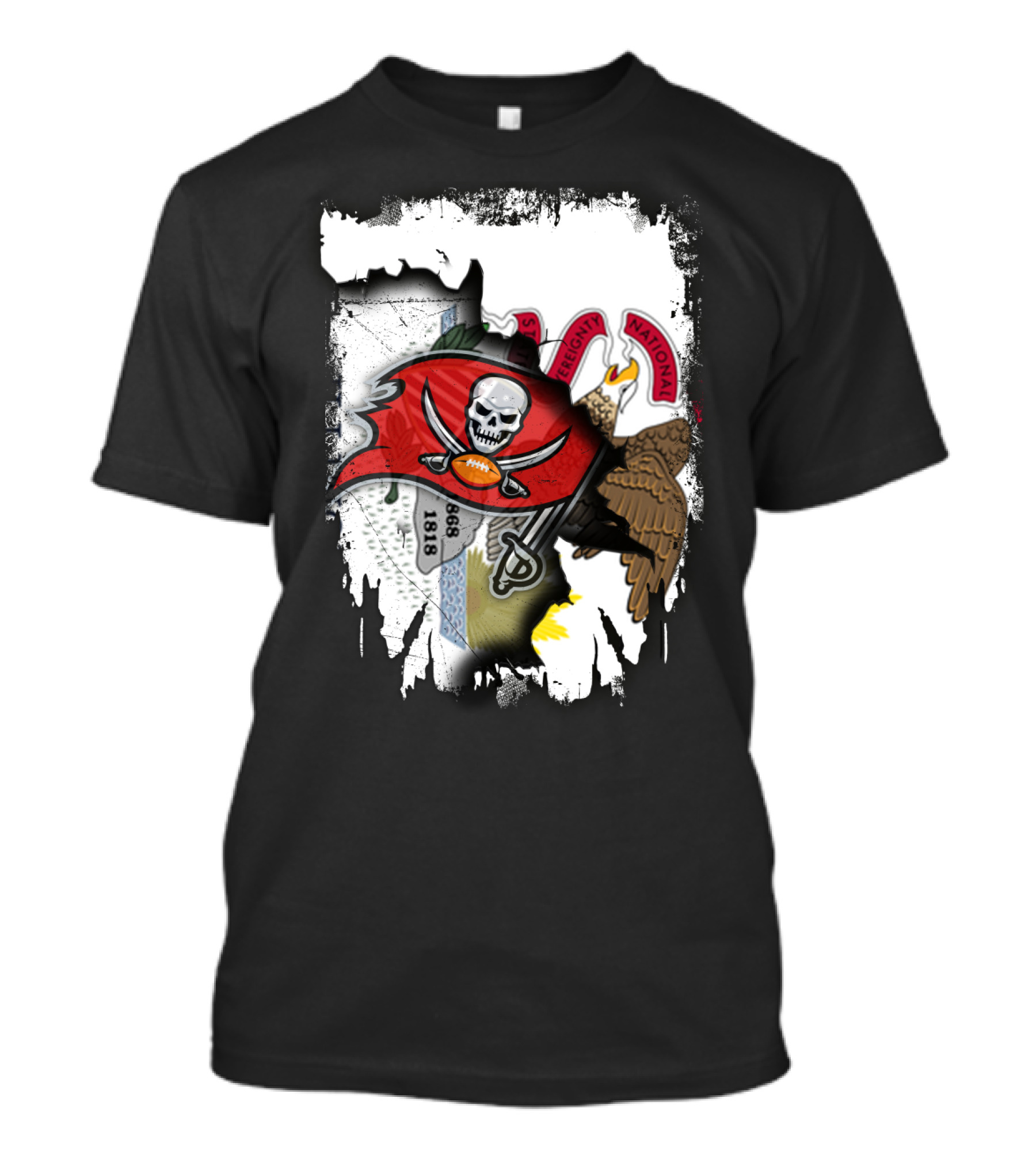 Union Illinois With Buccaneers Flag And Eagle 1868 Elements T-Shirt