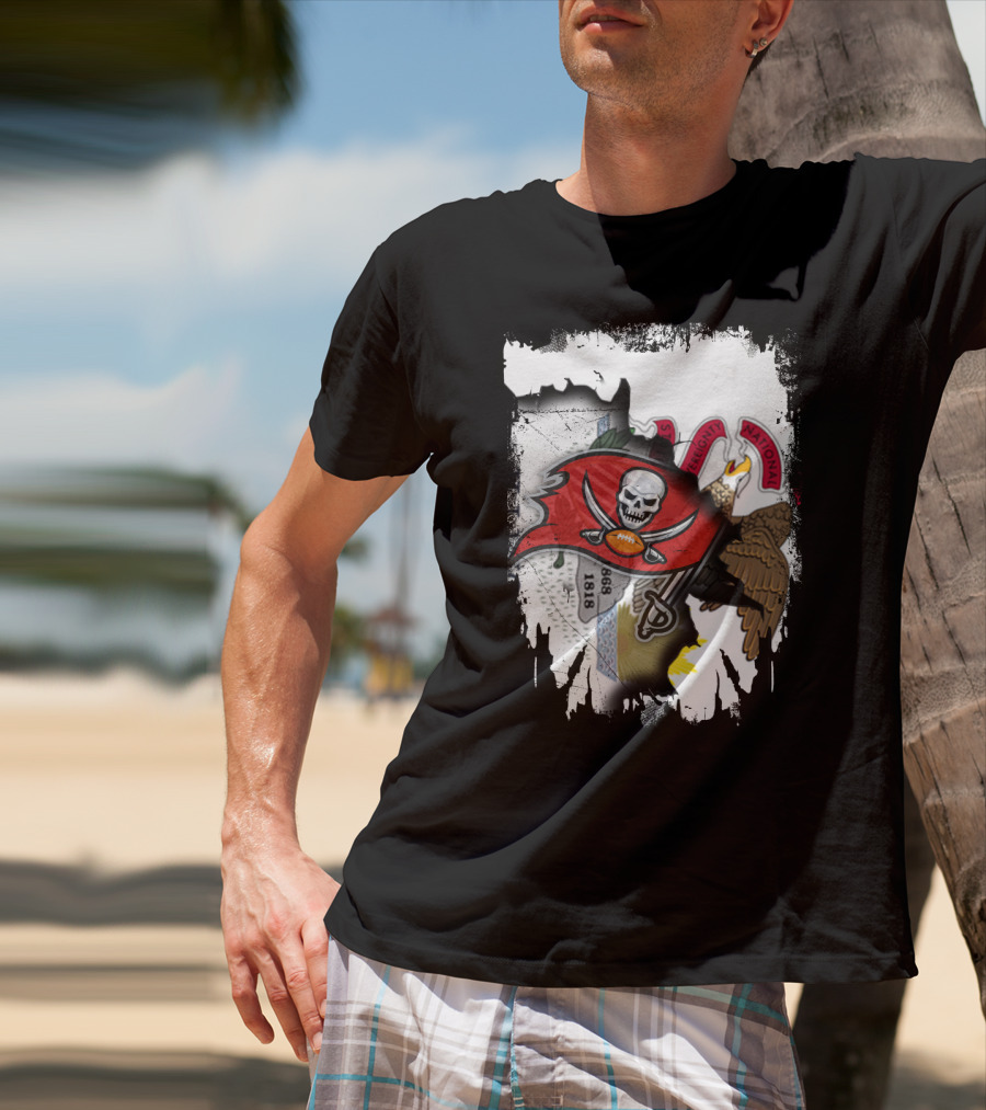 Union Illinois With Buccaneers Flag And Eagle 1868 Elements T-Shirt