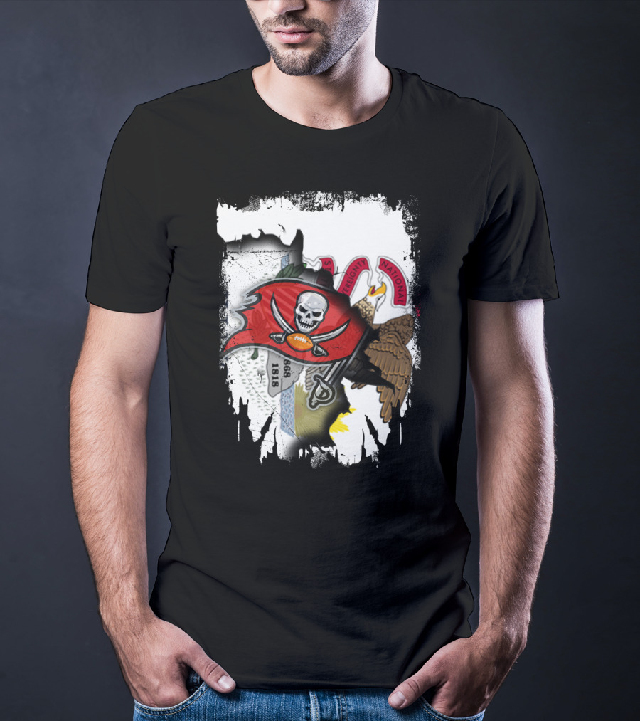 Union Illinois With Buccaneers Flag And Eagle 1868 Elements T-Shirt