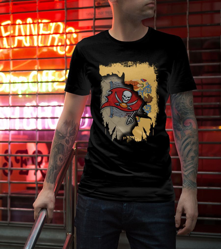 Together New Jersey Buccaneers Football Flag Map T-Shirt