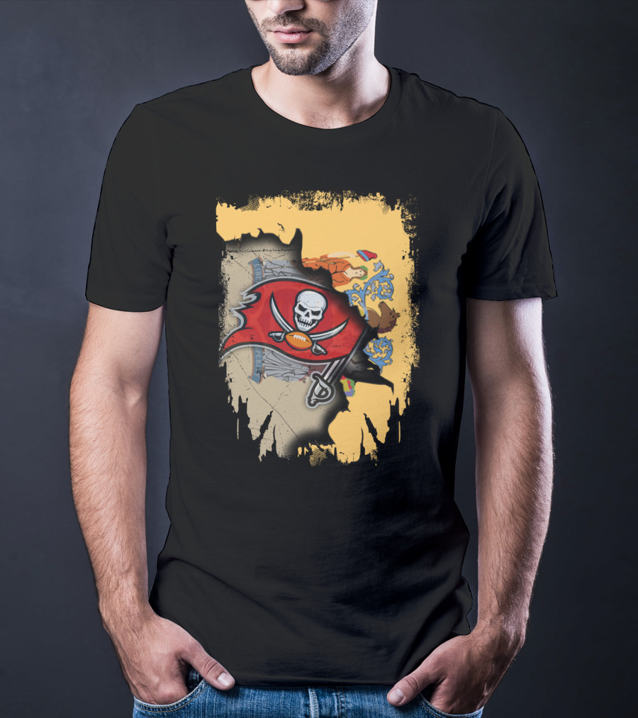 Together New Jersey Buccaneers Football Flag Map T-Shirt