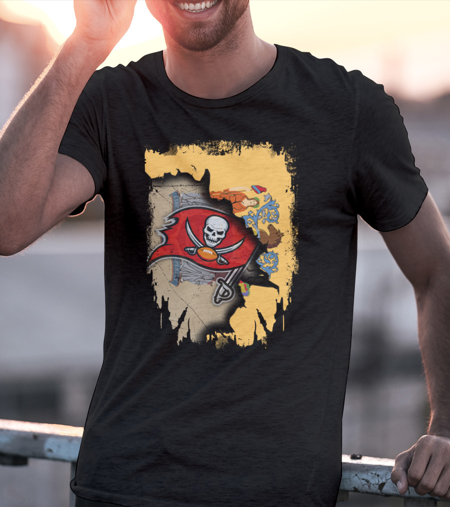 Together New Jersey Buccaneers Football Flag Map T-Shirt