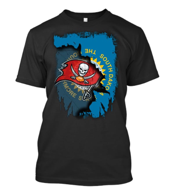 Together South Dakota Buccaneers Skull Football Flag Fusion T-Shirt