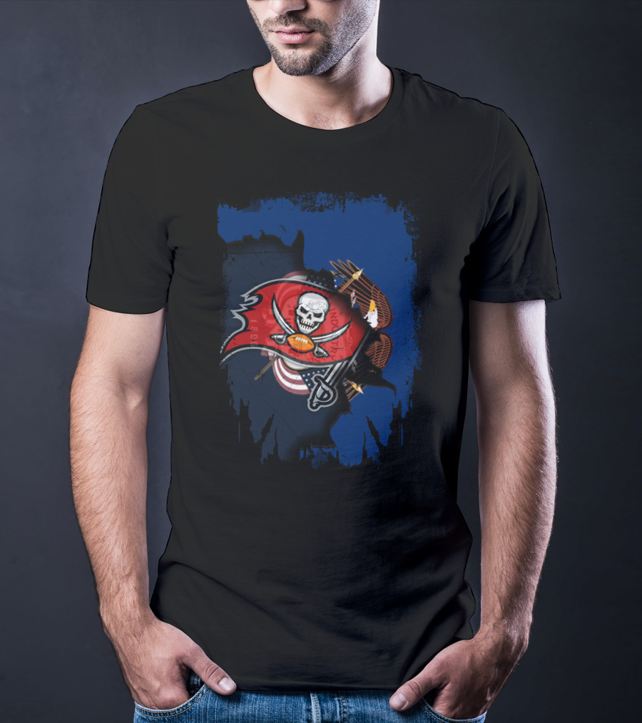 Together Utah Buccaneers American Pride Flag Eagle Skull T-Shirt