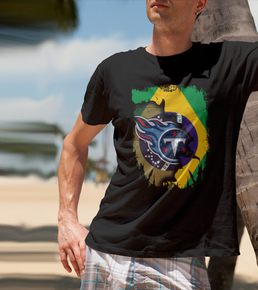 Brazilian Pride With Titans NFL Symbol Fusion T-Shirt