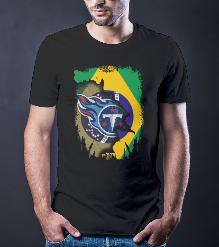 Brazilian Pride With Titans NFL Symbol Fusion T-Shirt