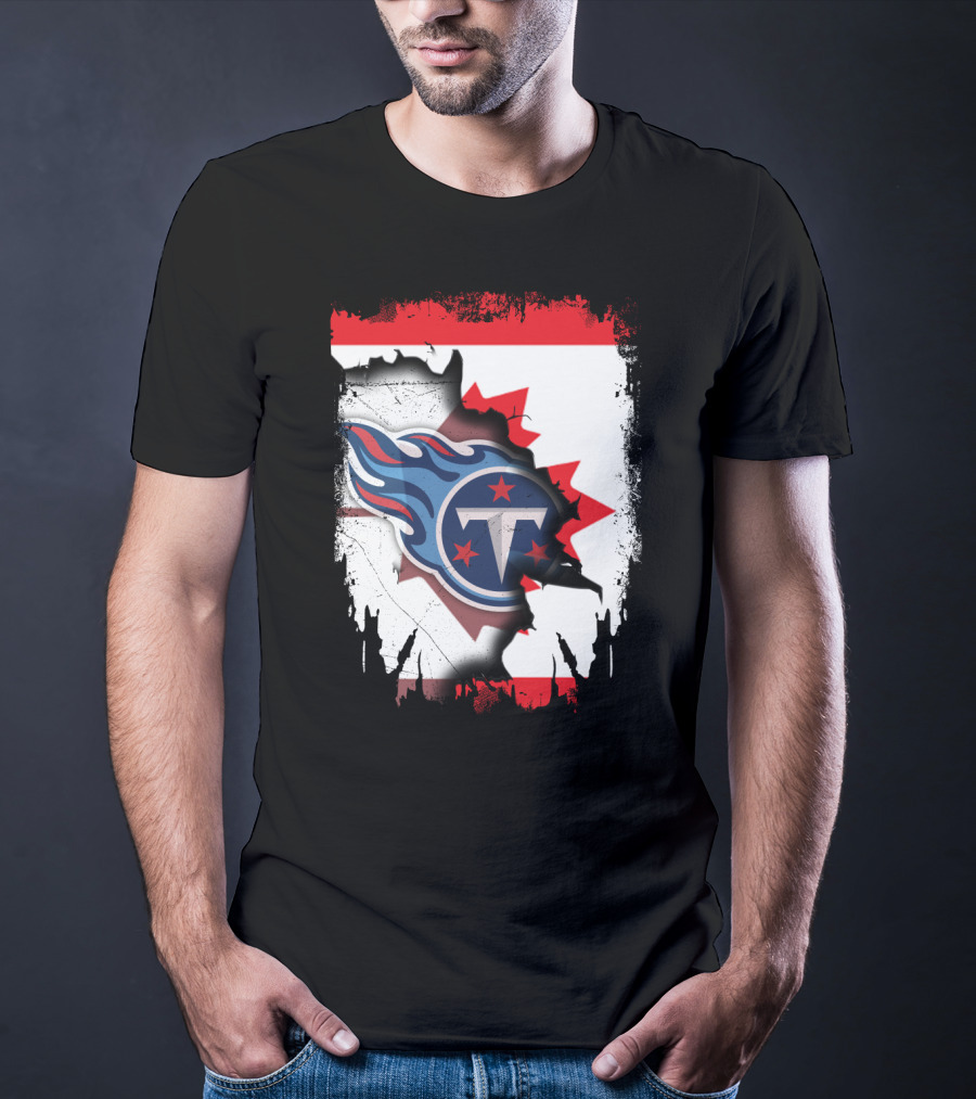 Canada Titans NFL Collaboration With Canadian Flag And Tennessee T-Shirt