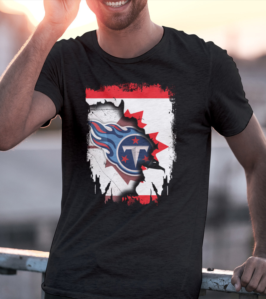 Canada Titans NFL Collaboration With Canadian Flag And Tennessee T-Shirt