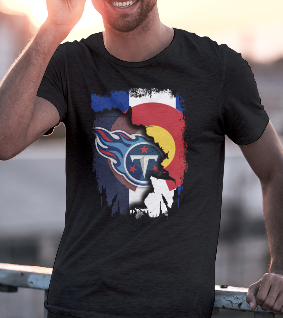 Together Colorado With Titans Logo Overlapping State Flag Colors T-Shirt