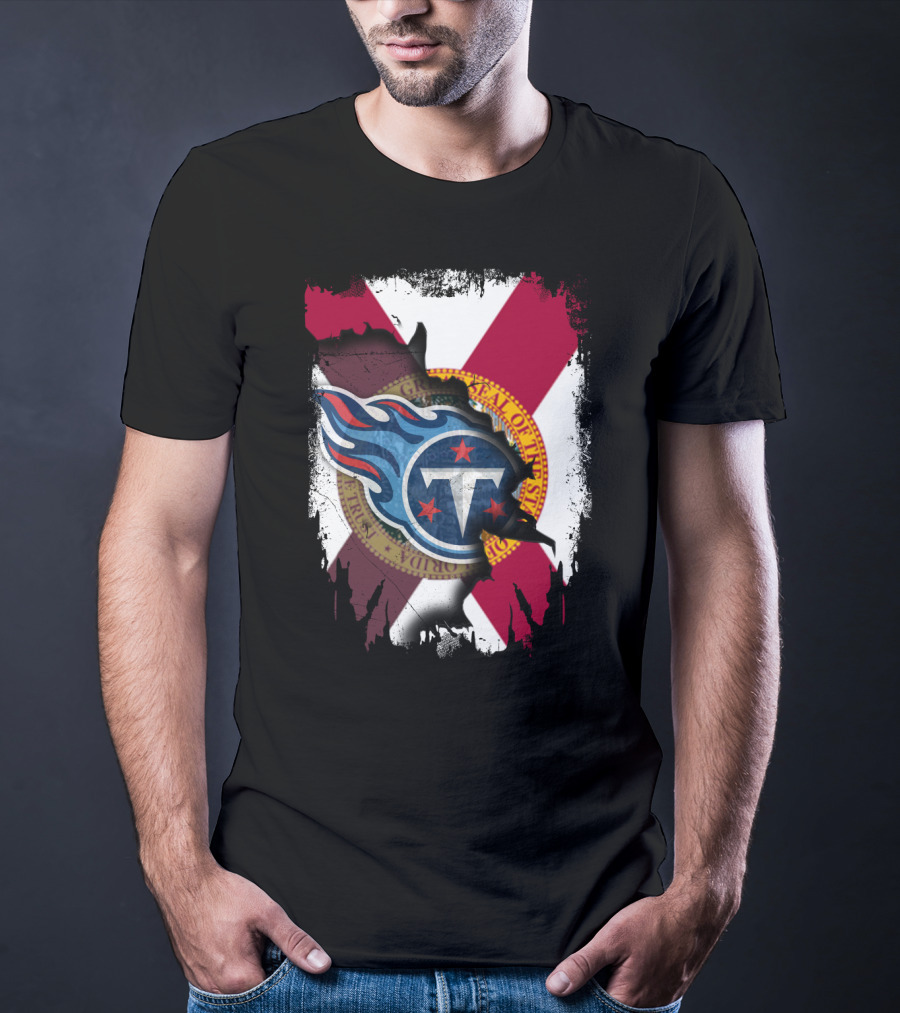 Florida State Flag And Tennessee Titans Logo Fusion T-Shirt
