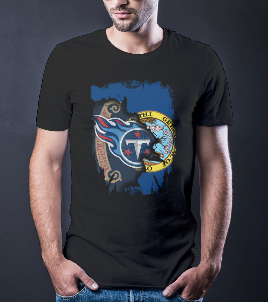Together Idaho State Seal With Tennessee Titans Logo Fusion T-Shirt