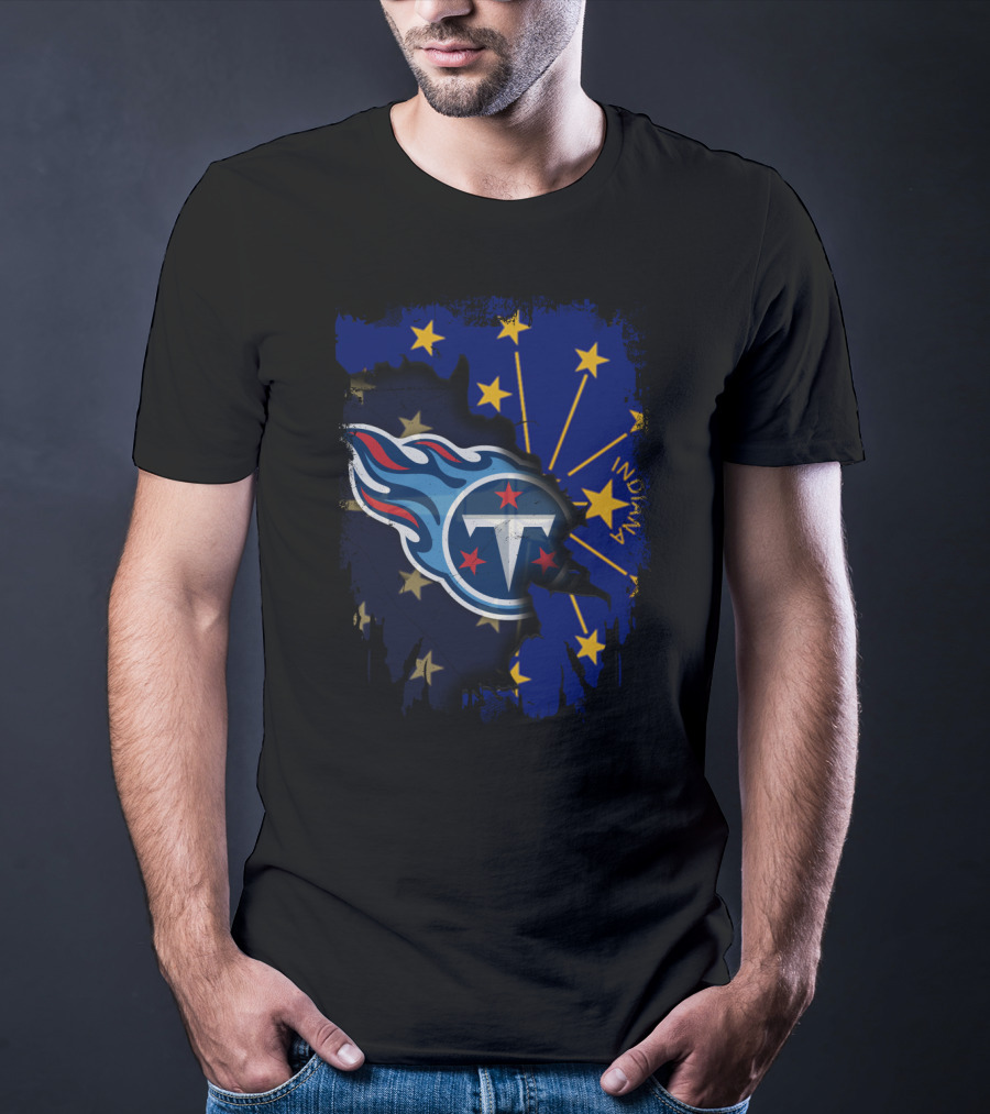 Indianapolis Indiana Meets Tennessee Titans Logo Collaboration T-Shirt