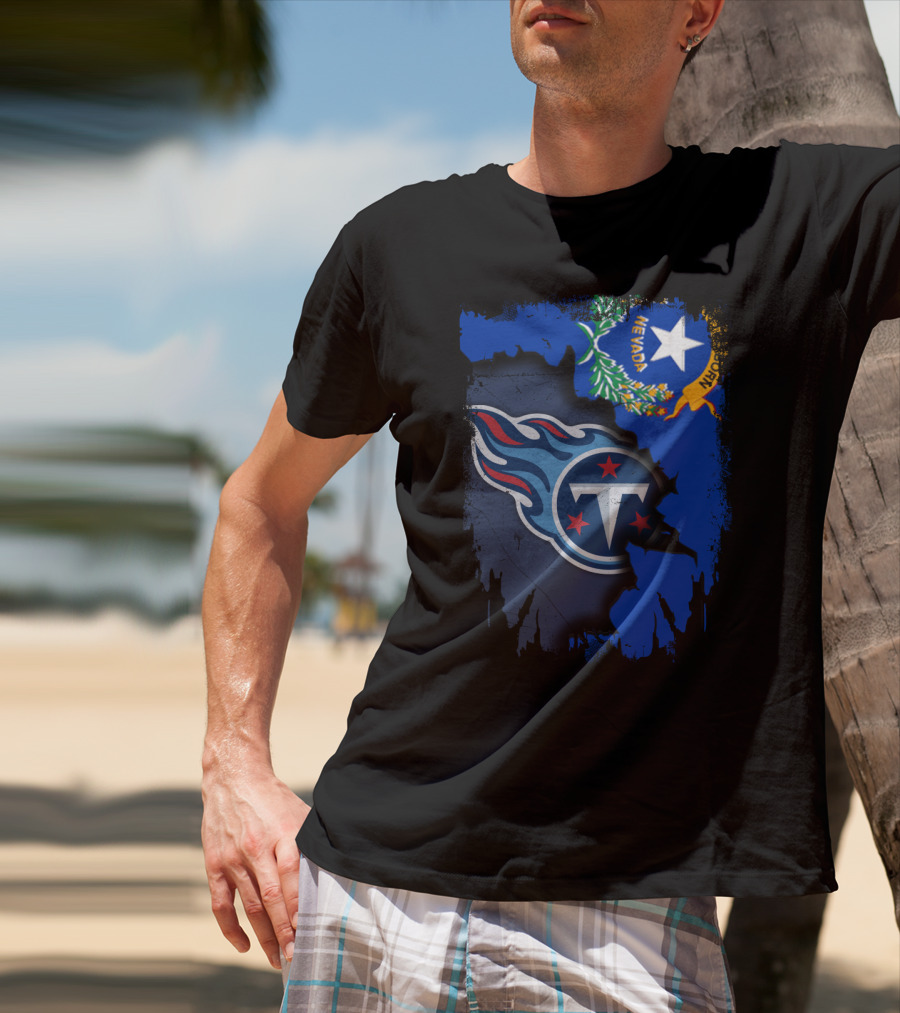Nevada State And Tennessee Titans Logo Fusion T-Shirt