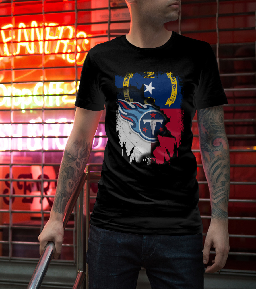 North Carolina State Pride With Tennessee Titans Logo Fusion T-Shirt