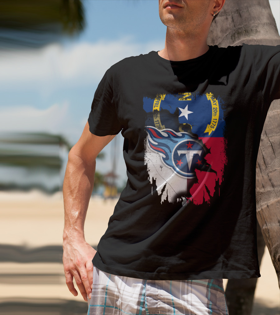 North Carolina State Pride With Tennessee Titans Logo Fusion T-Shirt