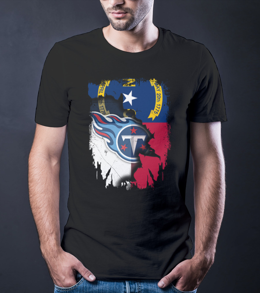North Carolina State Pride With Tennessee Titans Logo Fusion T-Shirt