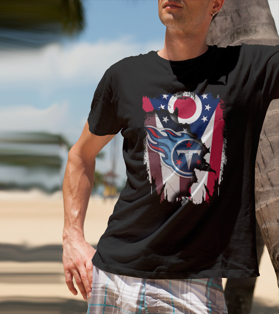 Ohio Flag With Tennessee Titans Logo Together T-Shirt