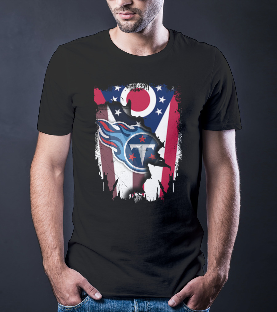 Ohio Flag With Tennessee Titans Logo Together T-Shirt