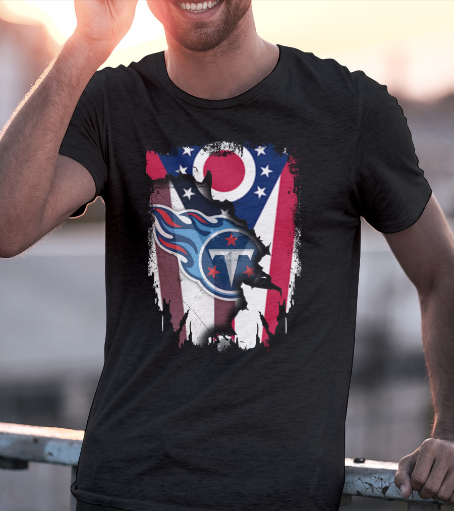 Ohio Flag With Tennessee Titans Logo Together T-Shirt
