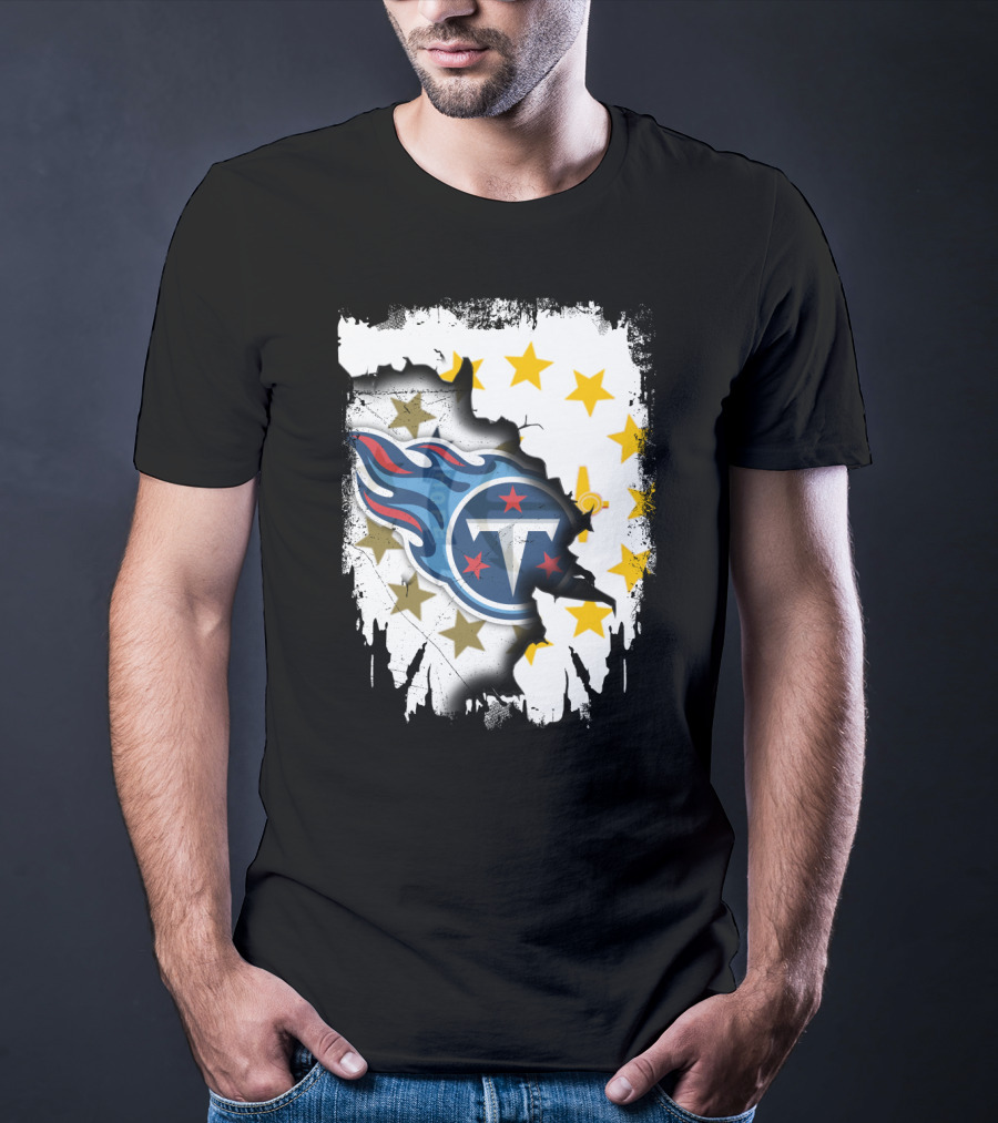 Titans Logo With Rhode Island State Flag Stars T-Shirt