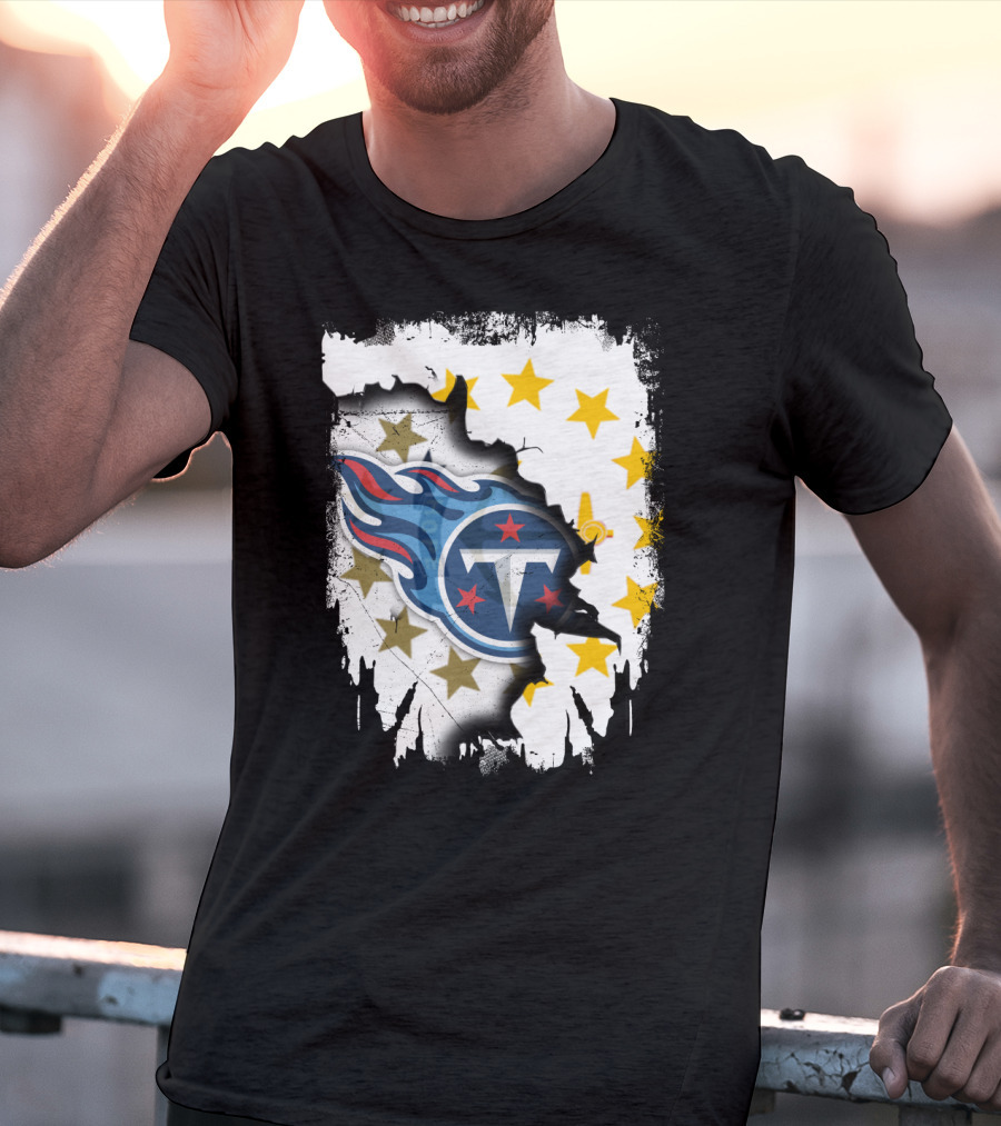 Titans Logo With Rhode Island State Flag Stars T-Shirt