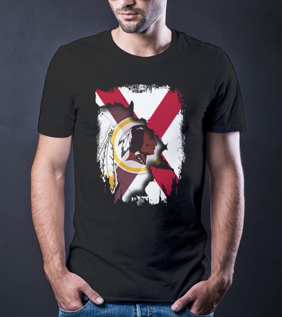 Alabama Flag Overlay With Washington Redskins T-Shirt