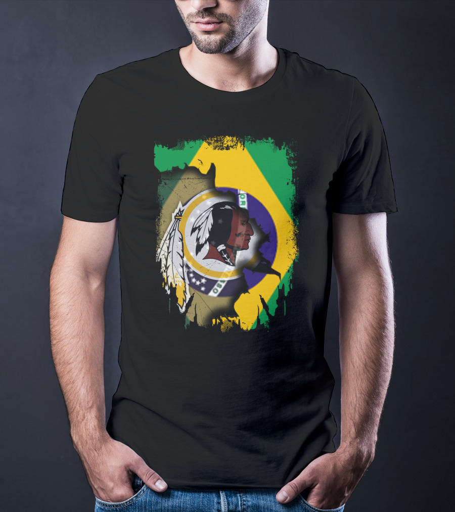 Together Brazil Flag With Redskins Football Team T-Shirt