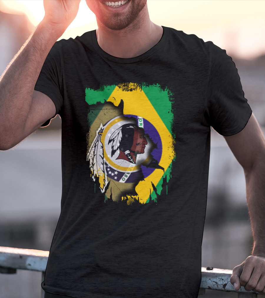 Together Brazil Flag With Redskins Football Team T-Shirt
