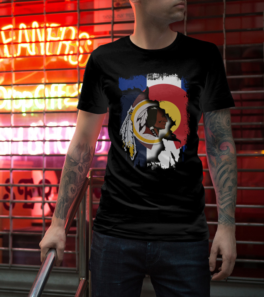 Colorado Flag Redskins Logo Together T-Shirt