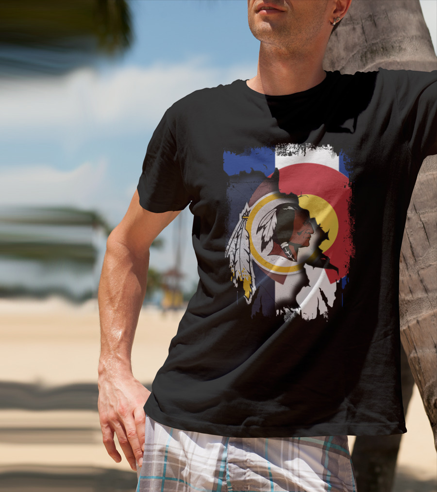 Colorado Flag Redskins Logo Together T-Shirt