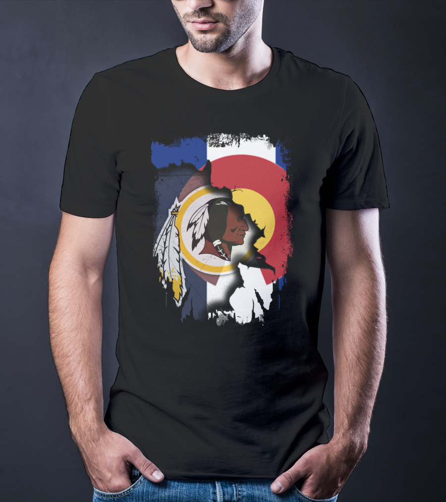 Colorado Flag Redskins Logo Together T-Shirt