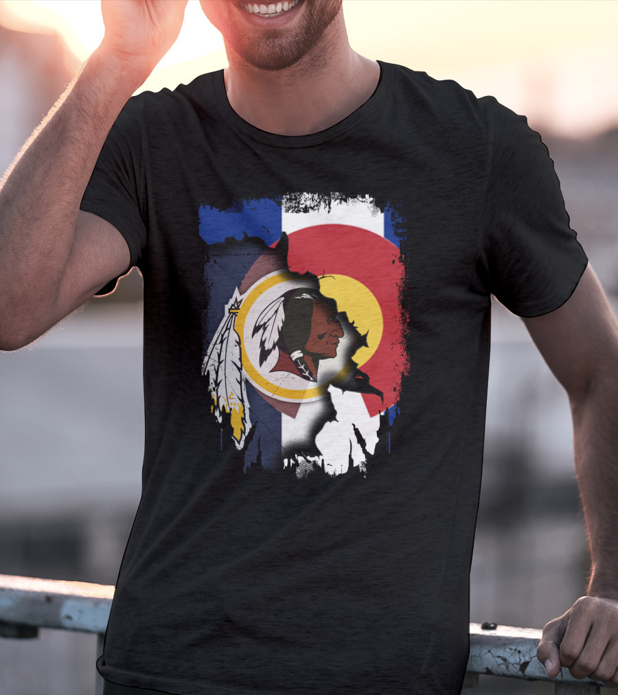 Colorado Flag Redskins Logo Together T-Shirt