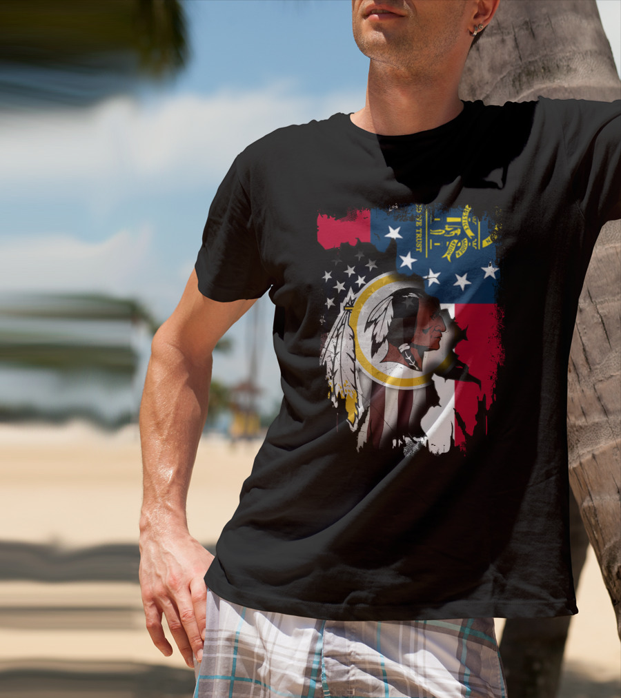 Georgia State Flag Merged With Washington Redskins T-Shirt