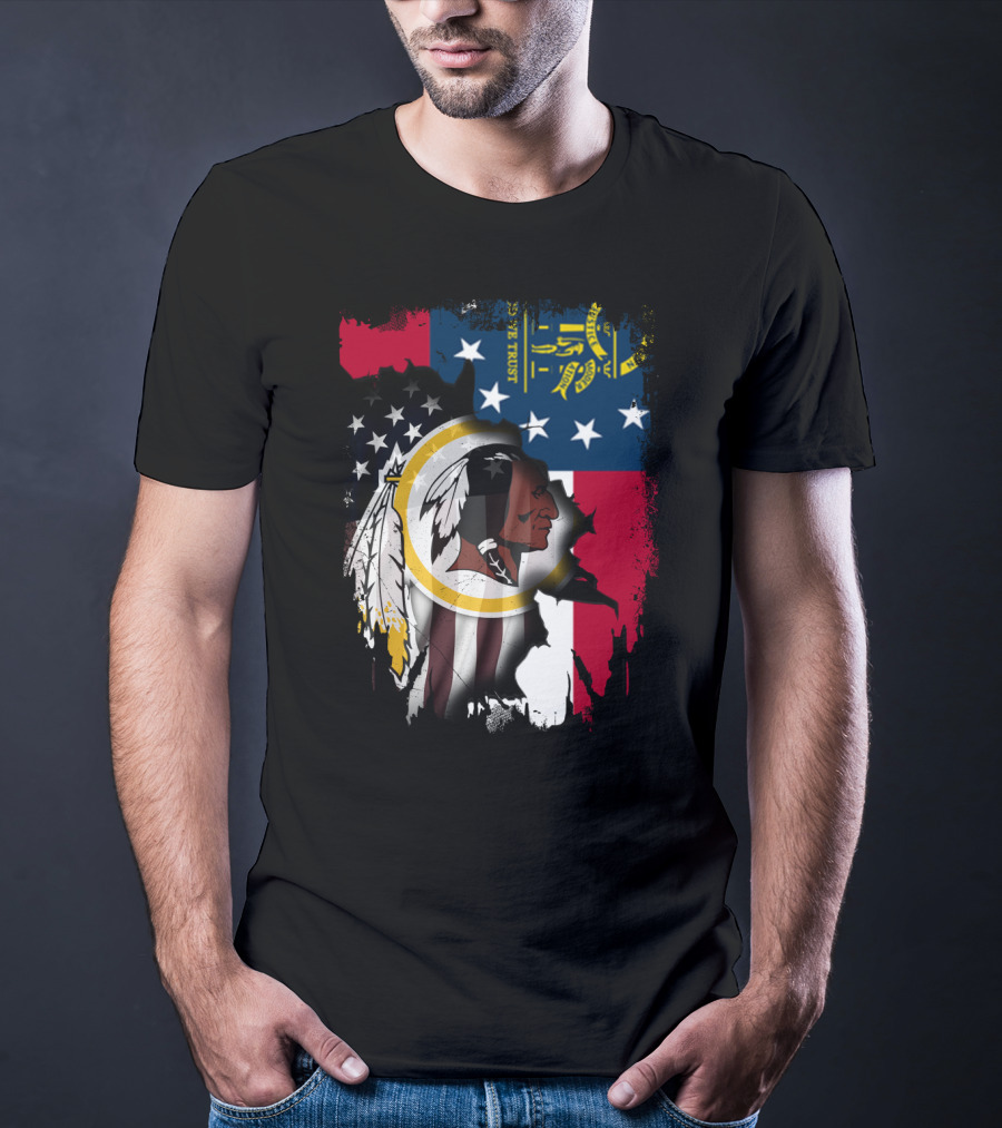 Georgia State Flag Merged With Washington Redskins T-Shirt