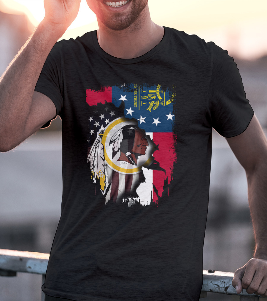Georgia State Flag Merged With Washington Redskins T-Shirt