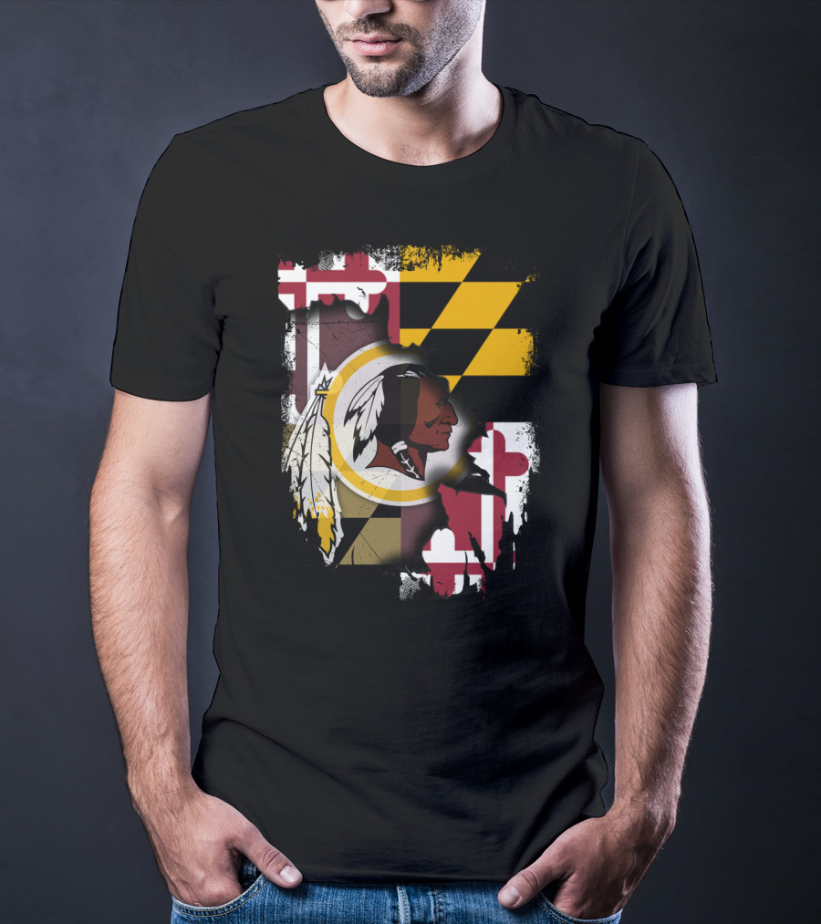Maryland Flag With Washington Redskins T-Shirt