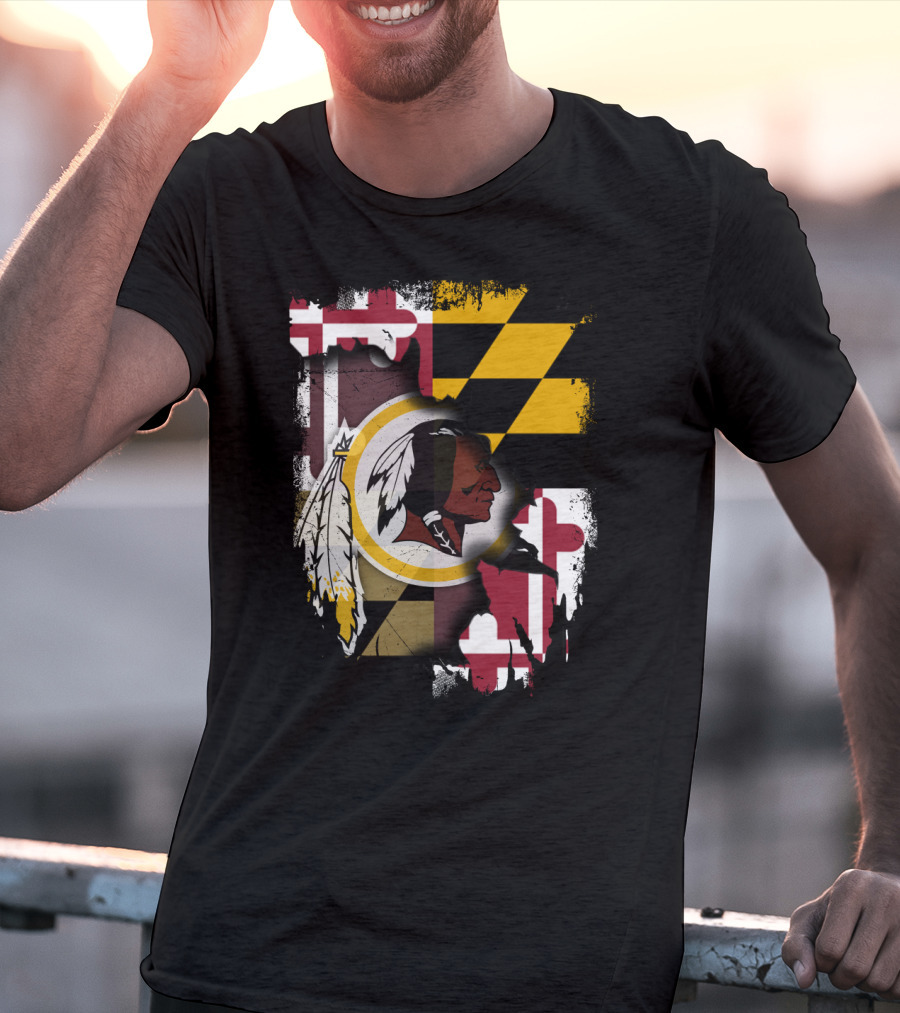Maryland Flag With Washington Redskins T-Shirt