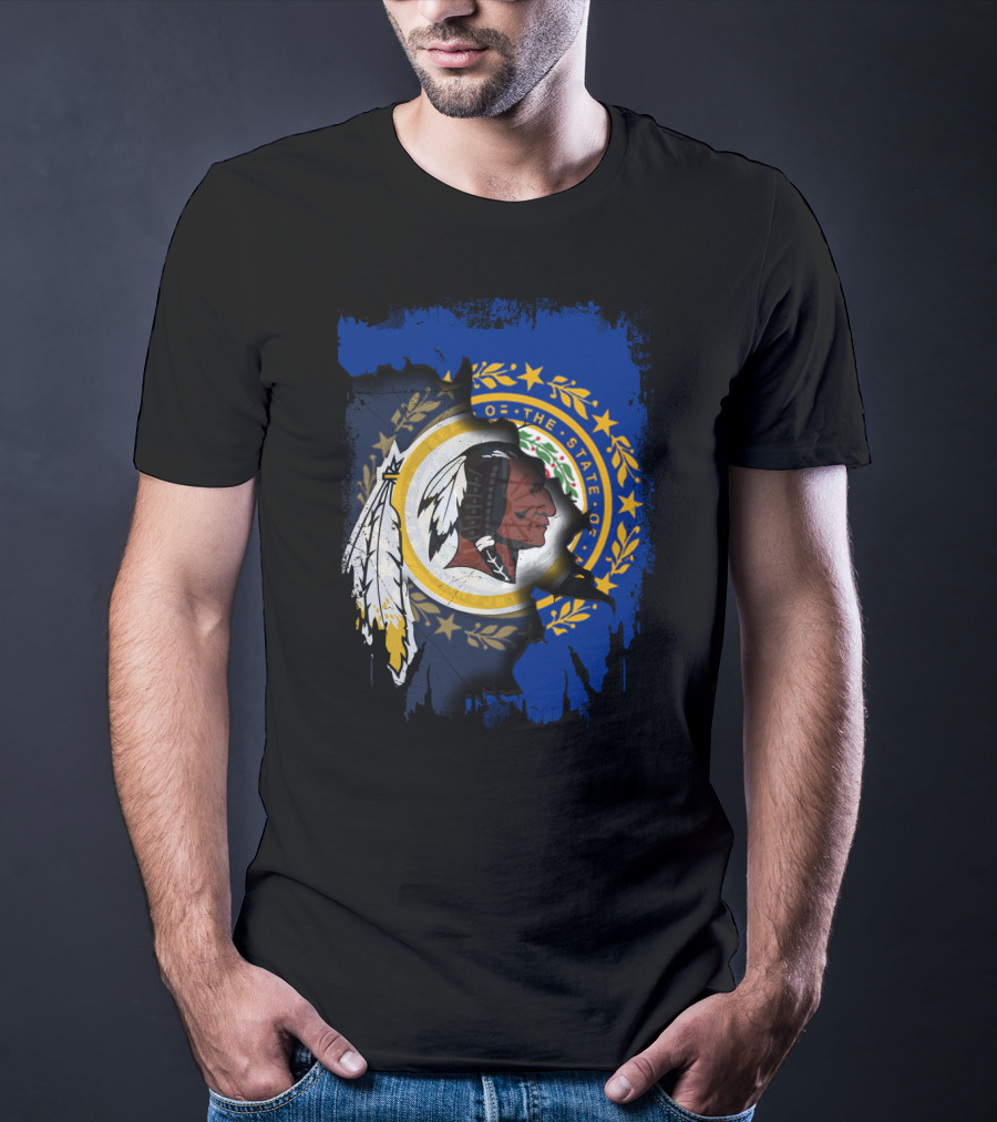 New Hampshire State Seal Blended With Historical Redskins T-Shirt