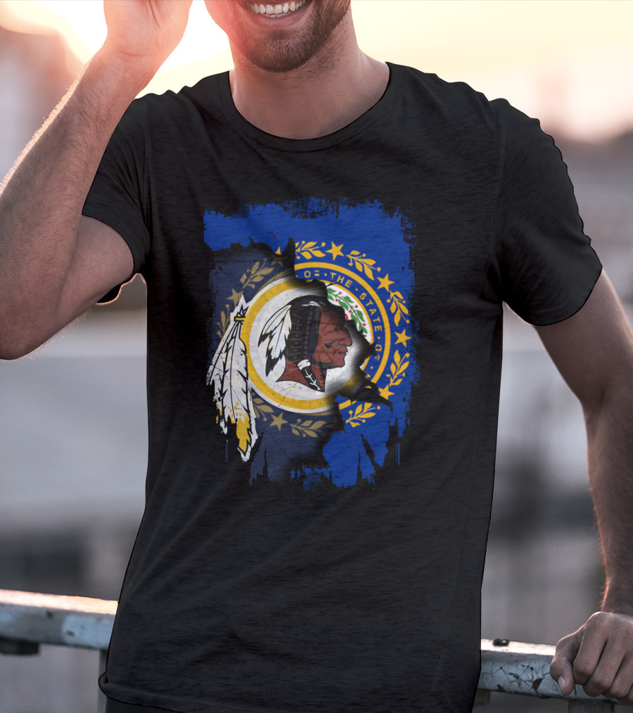 New Hampshire State Seal Blended With Historical Redskins T-Shirt