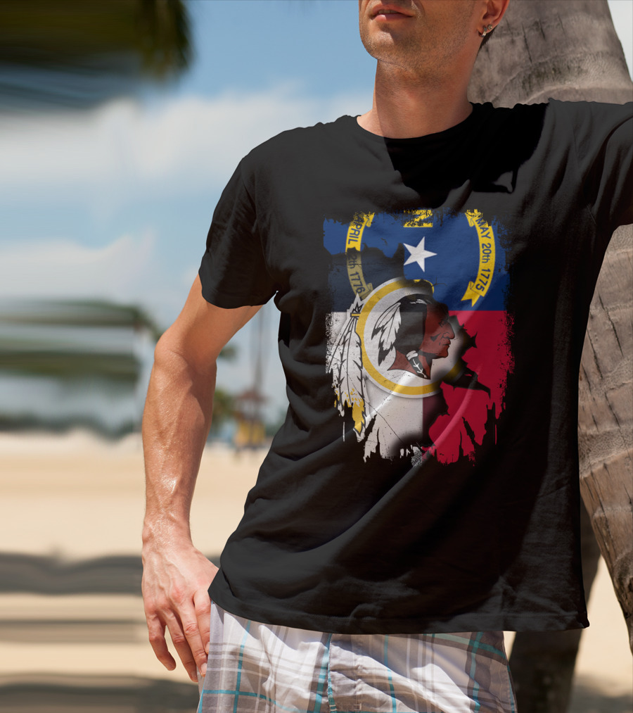 North Carolina State Flag Combined With Redskins T-Shirt