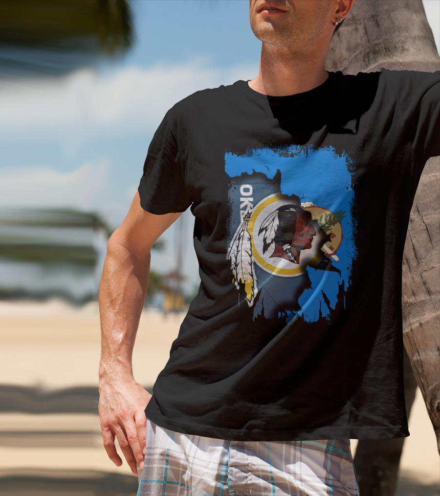 Oklahoma With Redskins Logo And Flag Elements T-Shirt