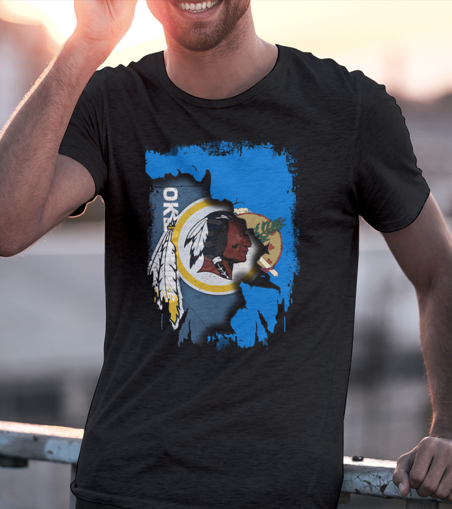 Oklahoma With Redskins Logo And Flag Elements T-Shirt