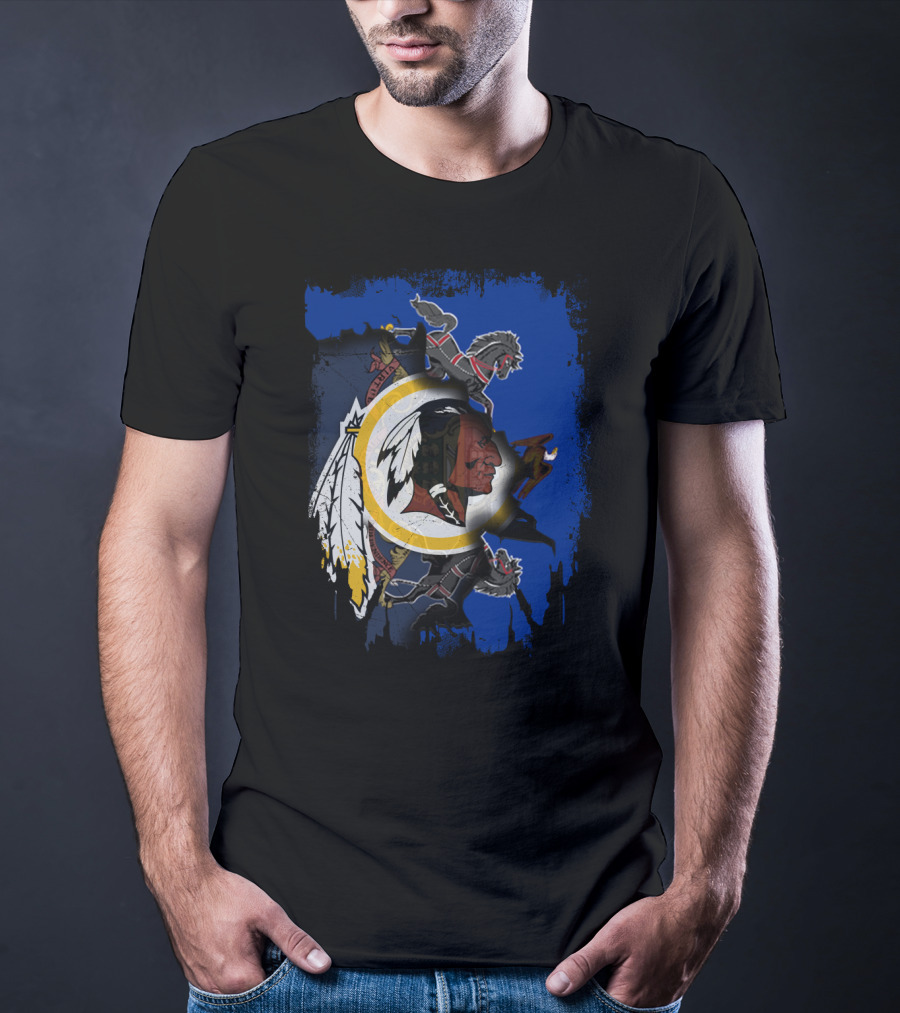 Together Pennsylvania Washington Redskins Logo With Two Black Knights Lions T-Shirt