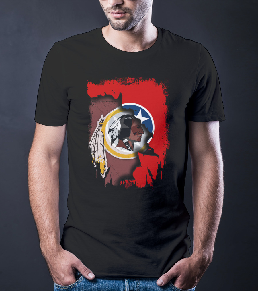 Tennessee Flag Overlay With Redskins Logo T-Shirt
