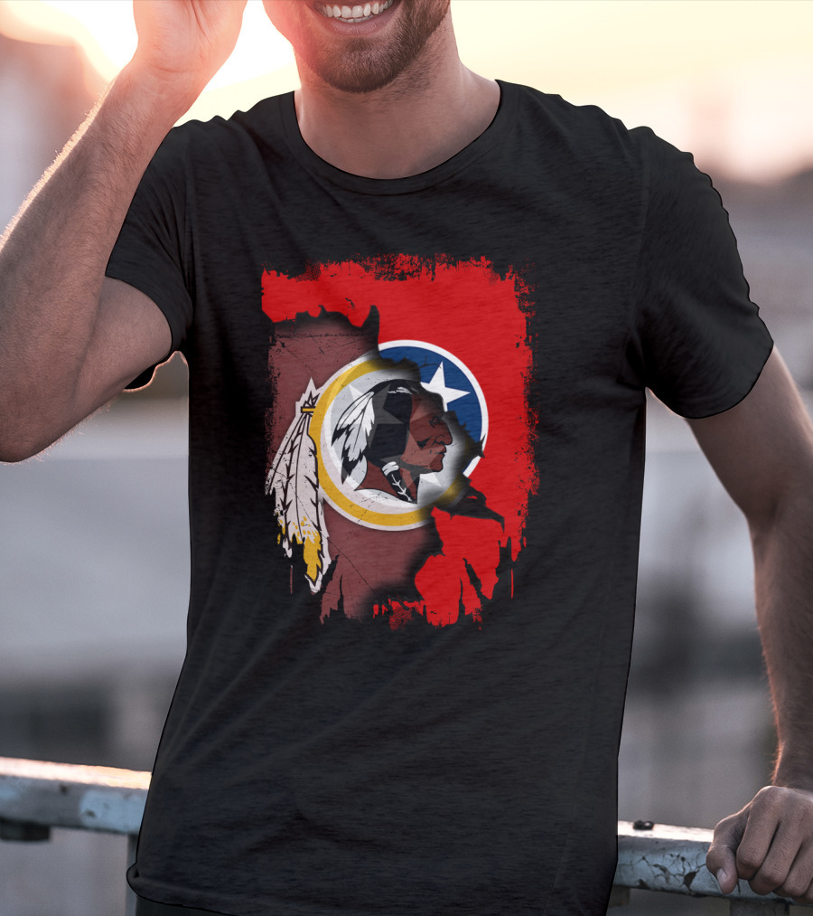 Tennessee Flag Overlay With Redskins Logo T-Shirt