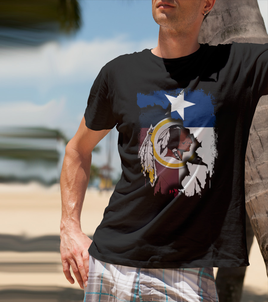 Texas Flag And Washington Redskins Logo United T-Shirt